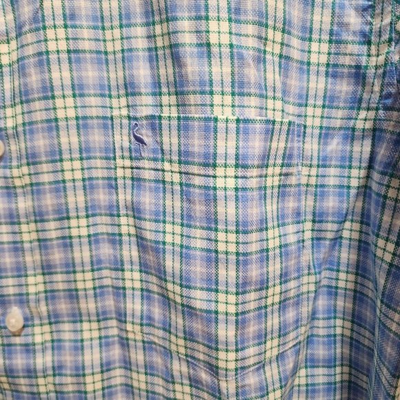 TAILORBYRD Collection Short Sleeve Blue Green Plaid Button Down Shirt Size Large - Picture 6 of 10